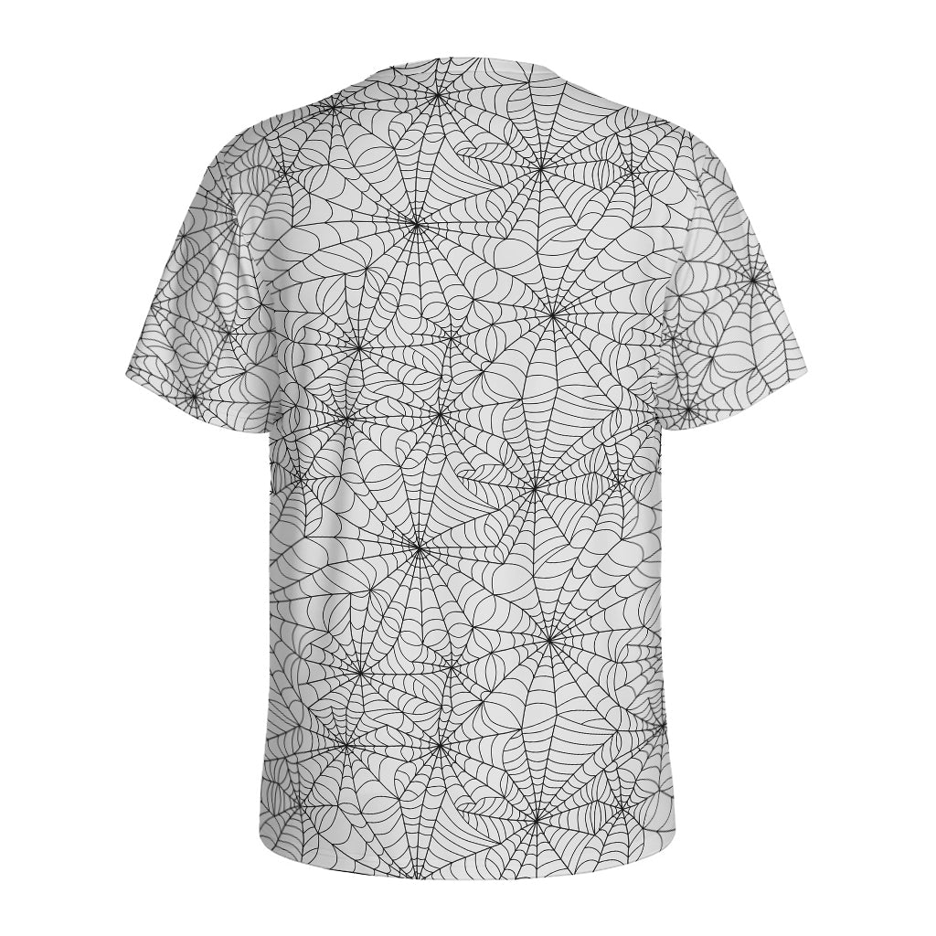 White And Black Spider Web Pattern Print Men's Sports T-Shirt