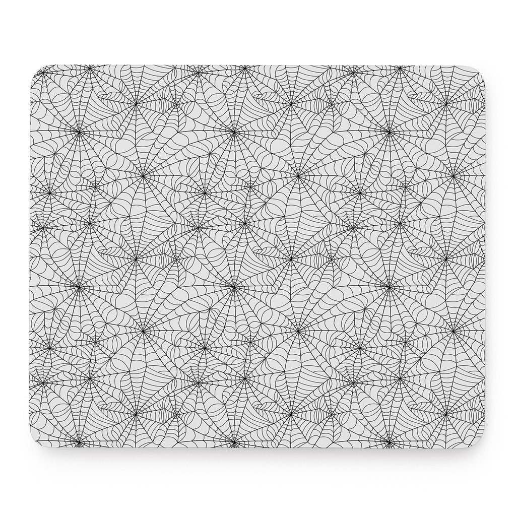 White And Black Spider Web Pattern Print Mouse Pad
