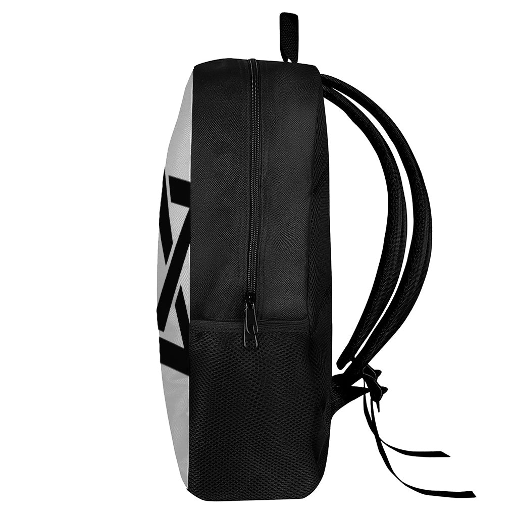 White And Black Star of David Print 17 Inch Backpack