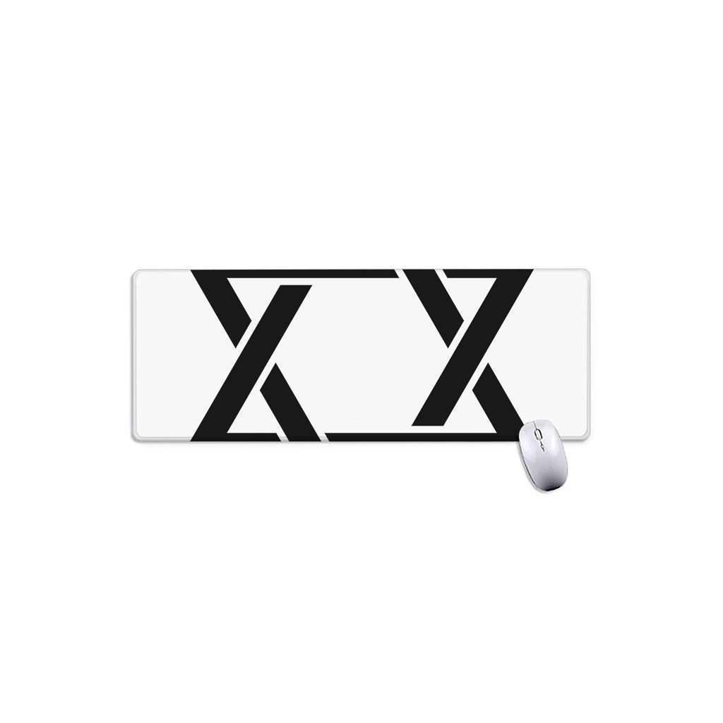 White And Black Star of David Print Extended Mouse Pad