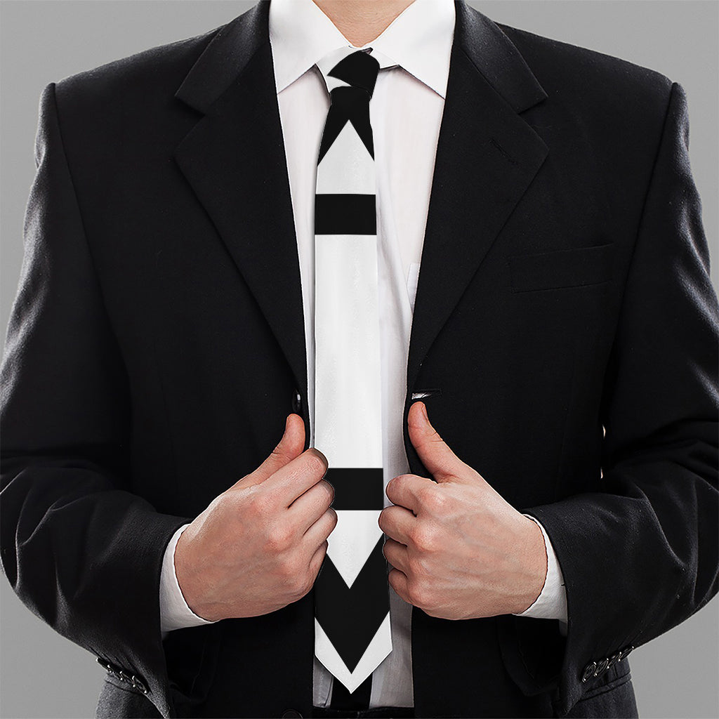 White And Black Star of David Print Necktie