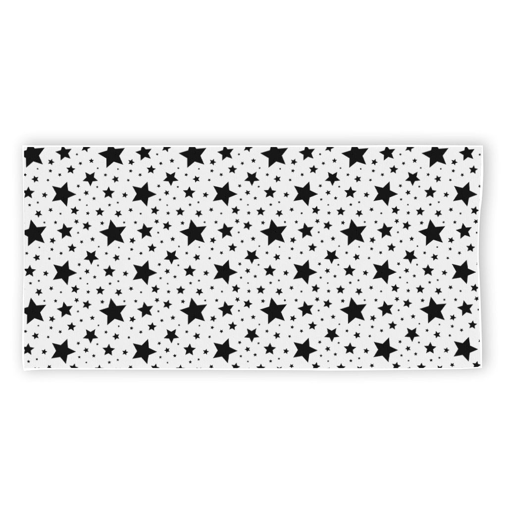White And Black Star Pattern Print Beach Towel