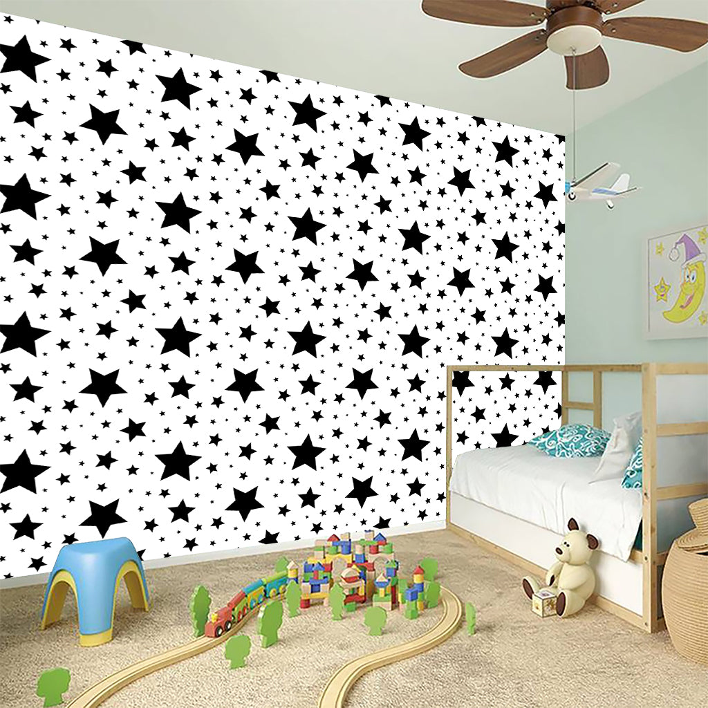 White And Black Star Pattern Print Wall Sticker