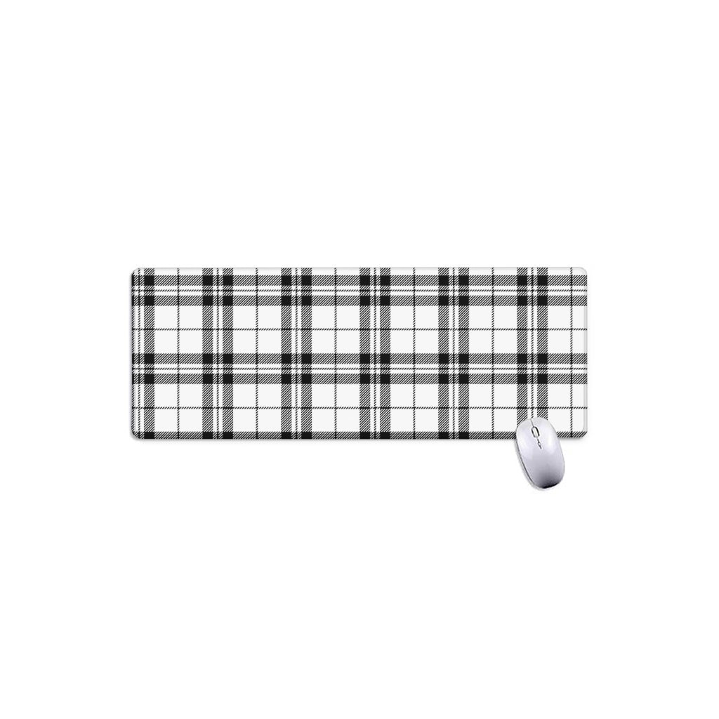 White And Black Tartan Pattern Print Extended Mouse Pad