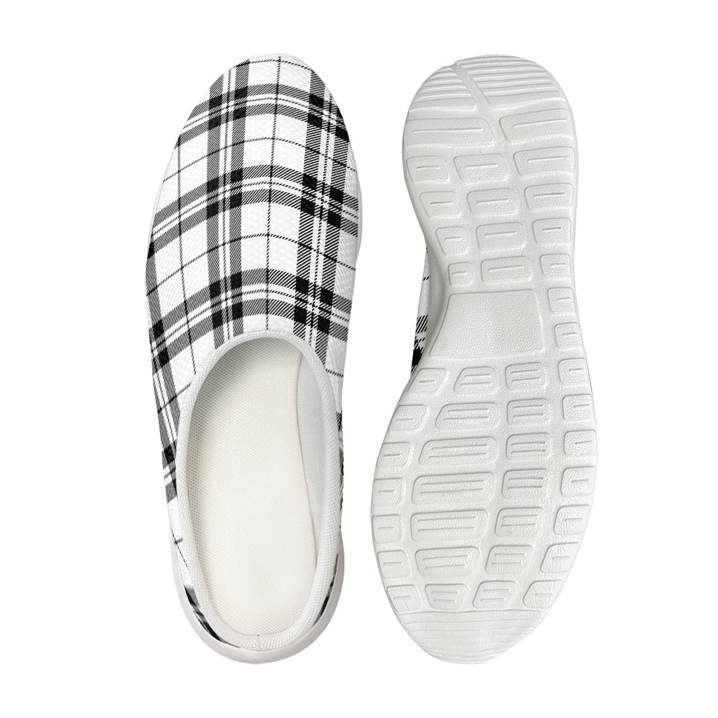 White And Black Tartan Pattern Print Mesh Casual Shoes