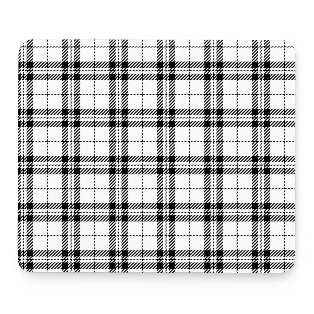 White And Black Tartan Pattern Print Mouse Pad