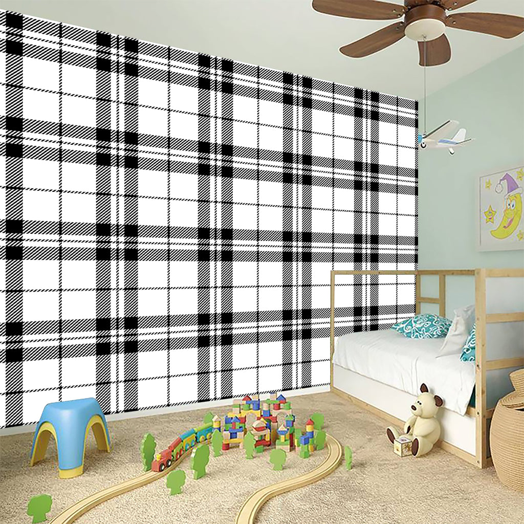 White And Black Tartan Pattern Print Wall Sticker