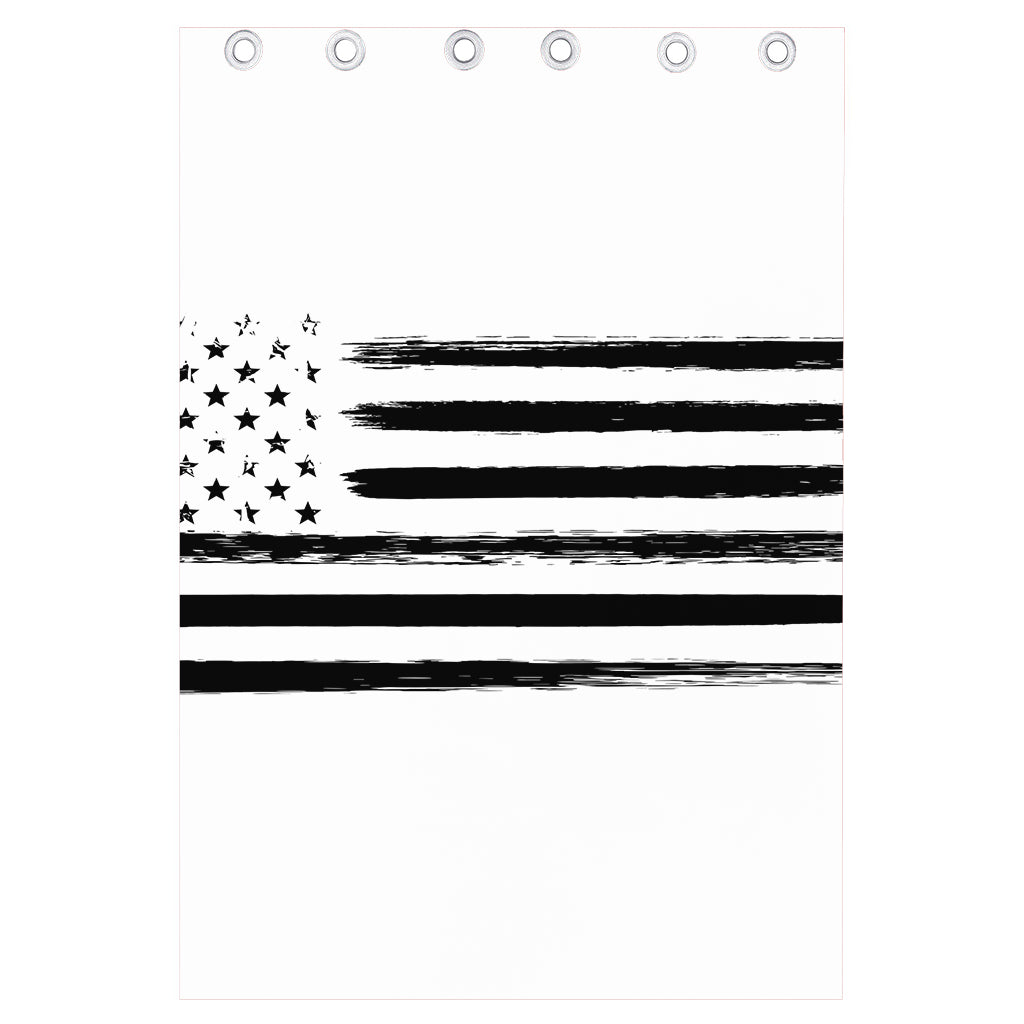 White And Black USA Flag Print Curtain
