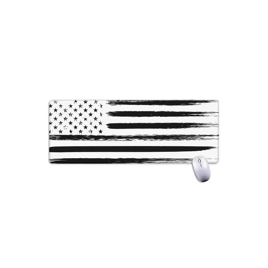White And Black USA Flag Print Extended Mouse Pad