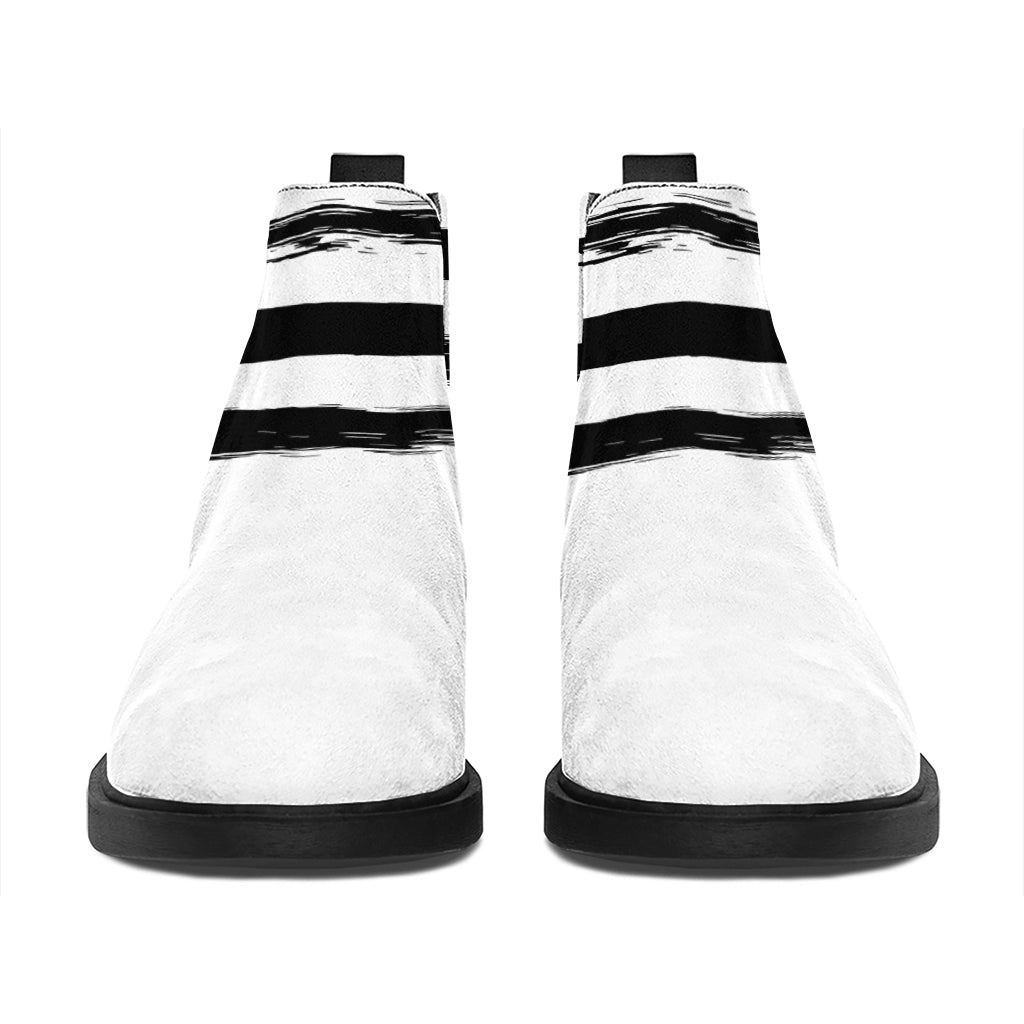 White And Black USA Flag Print Flat Ankle Boots