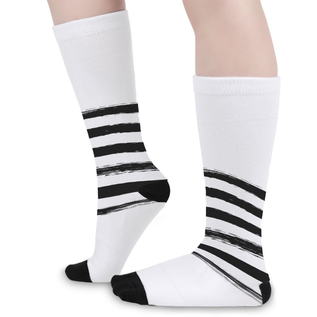 White And Black USA Flag Print Long Socks