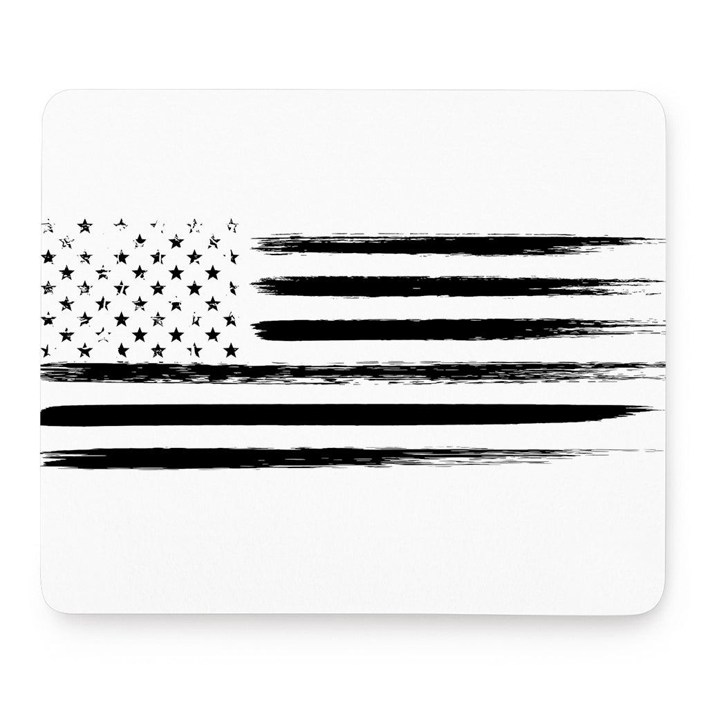 White And Black USA Flag Print Mouse Pad