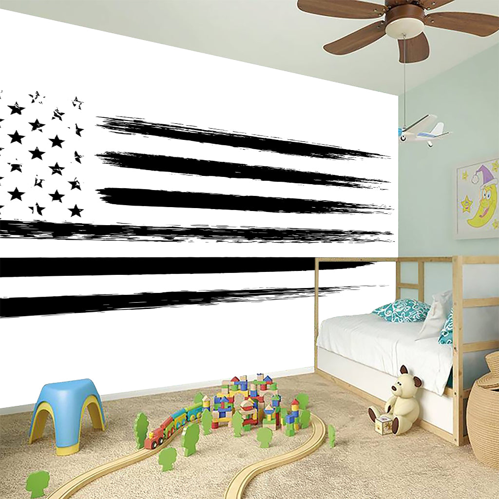 White And Black USA Flag Print Wall Sticker