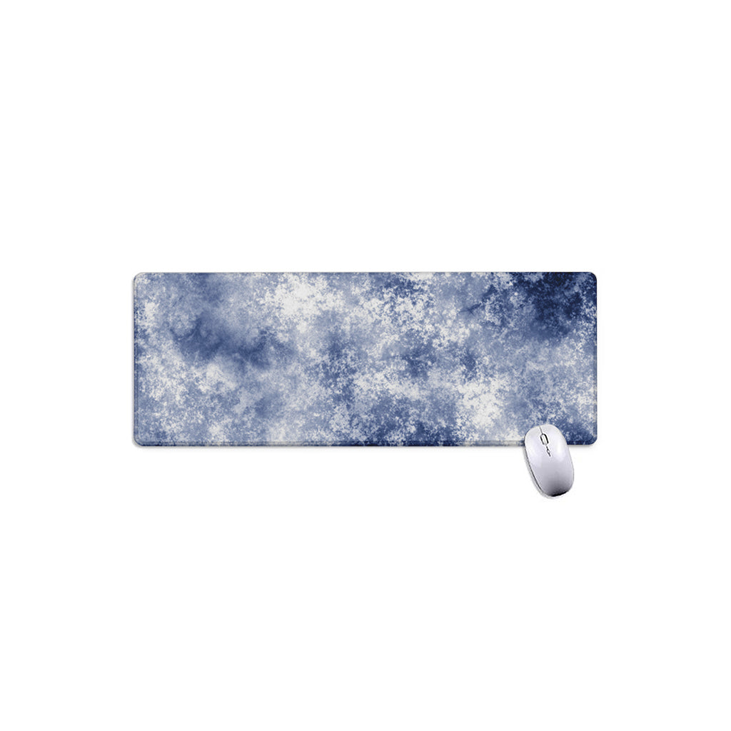 White And Blue Acid Wash Tie Dye Print Extended Mouse Pad