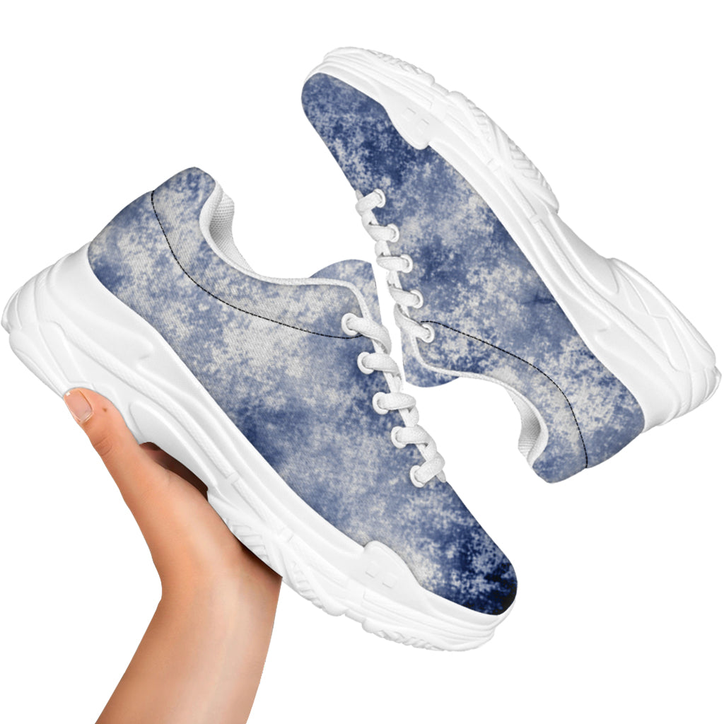 White And Blue Acid Wash Tie Dye Print White Chunky Shoes