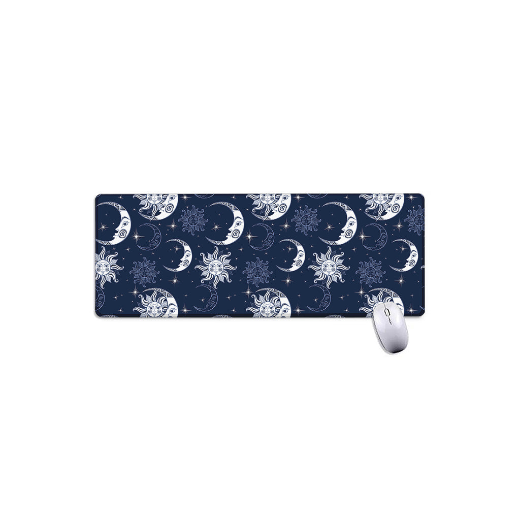White And Blue Celestial Pattern Print Extended Mouse Pad