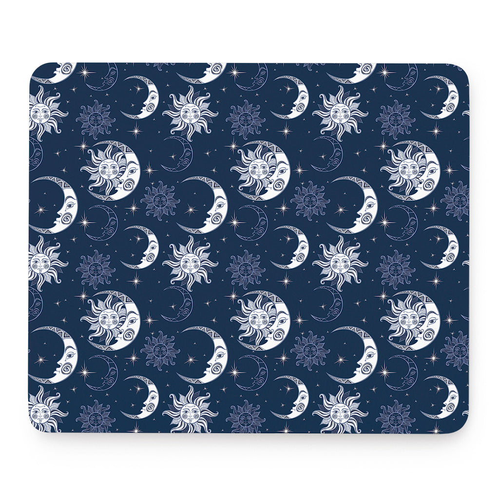White And Blue Celestial Pattern Print Mouse Pad
