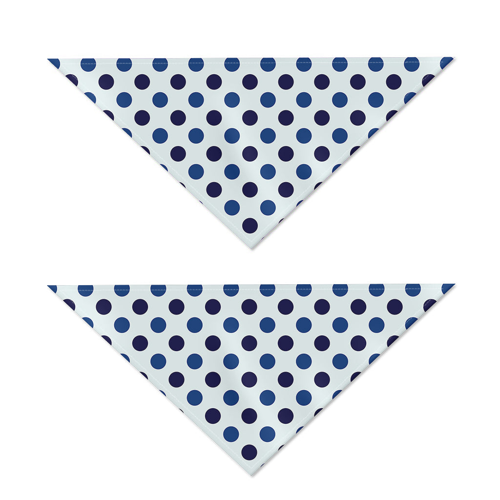 White And Blue Polka Dot Pattern Print Dog Bandana
