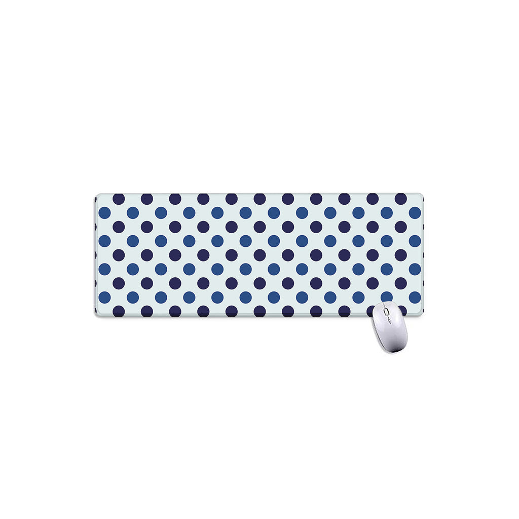White And Blue Polka Dot Pattern Print Extended Mouse Pad