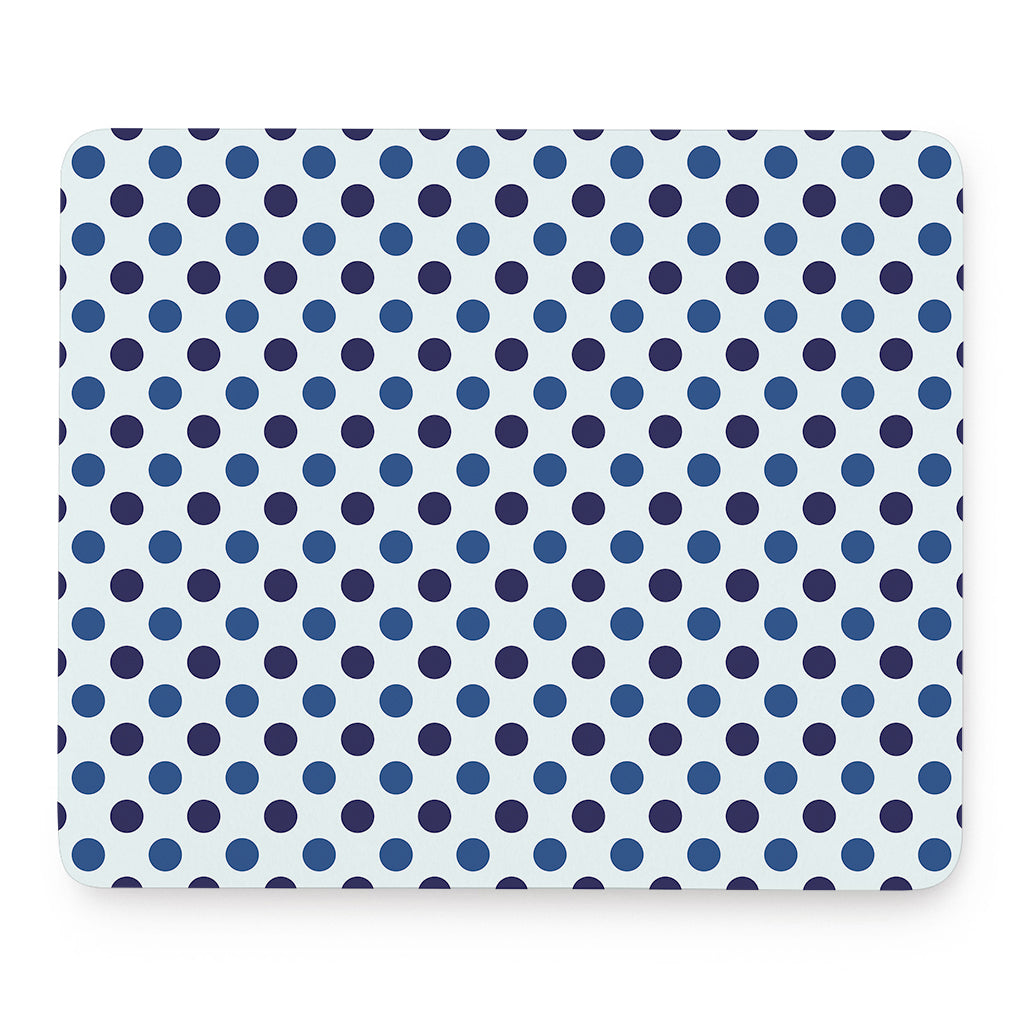 White And Blue Polka Dot Pattern Print Mouse Pad