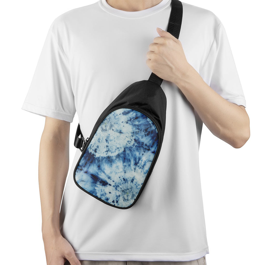 White And Blue Tie Dye Print Chest Bag