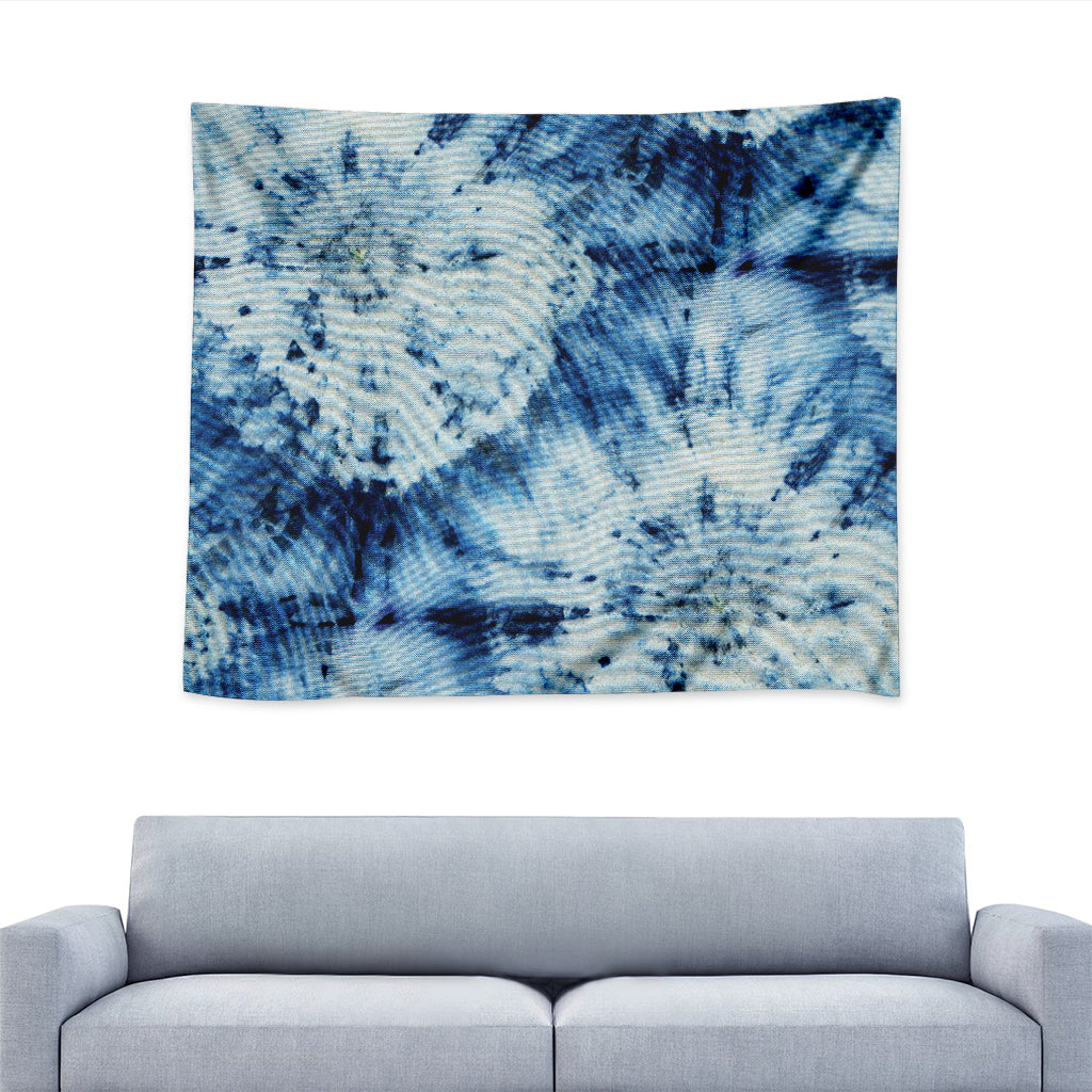 White And Blue Tie Dye Print Tapestry