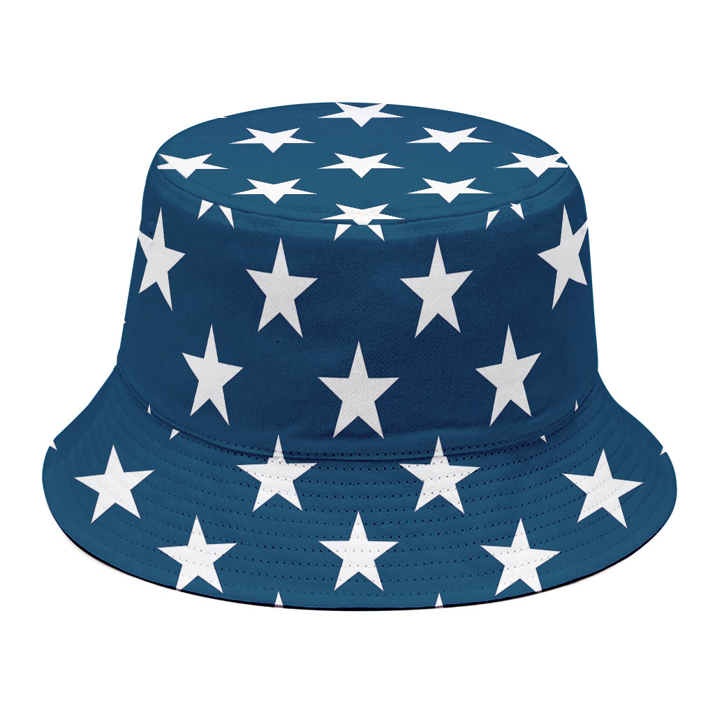 White And Blue USA Star Pattern Print Bucket Hat