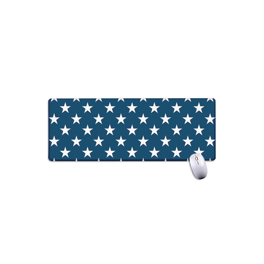 White And Blue USA Star Pattern Print Extended Mouse Pad