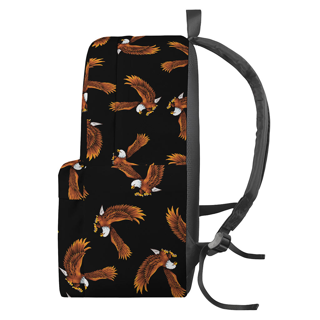 White And Brown Eagle Pattern Print Backpack