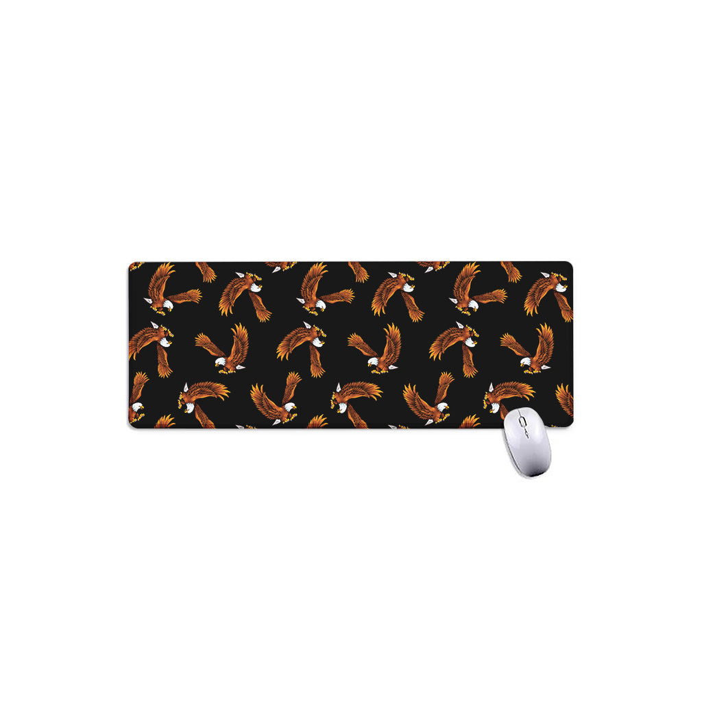 White And Brown Eagle Pattern Print Extended Mouse Pad