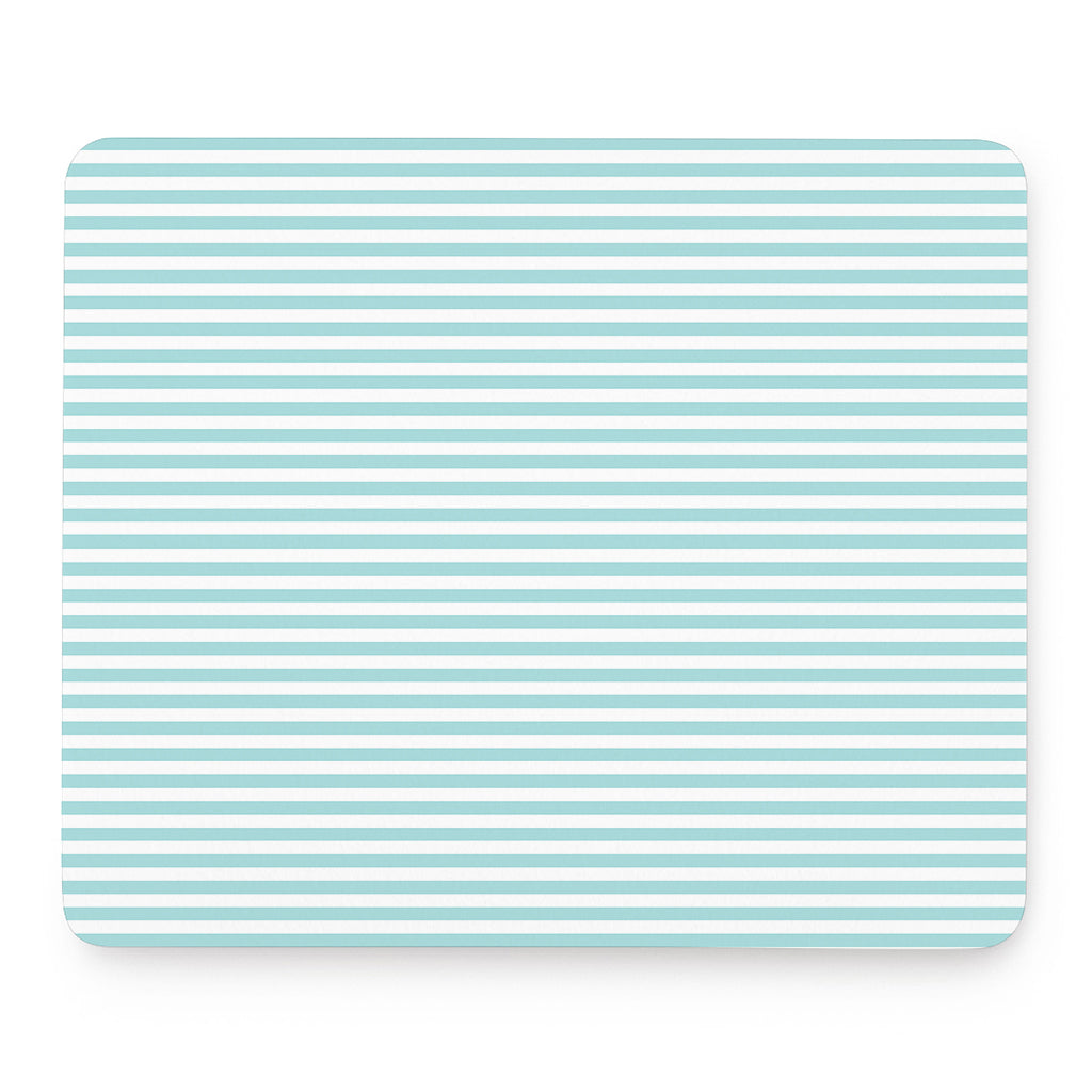 White And Cyan Striped Pattern Print Mouse Pad