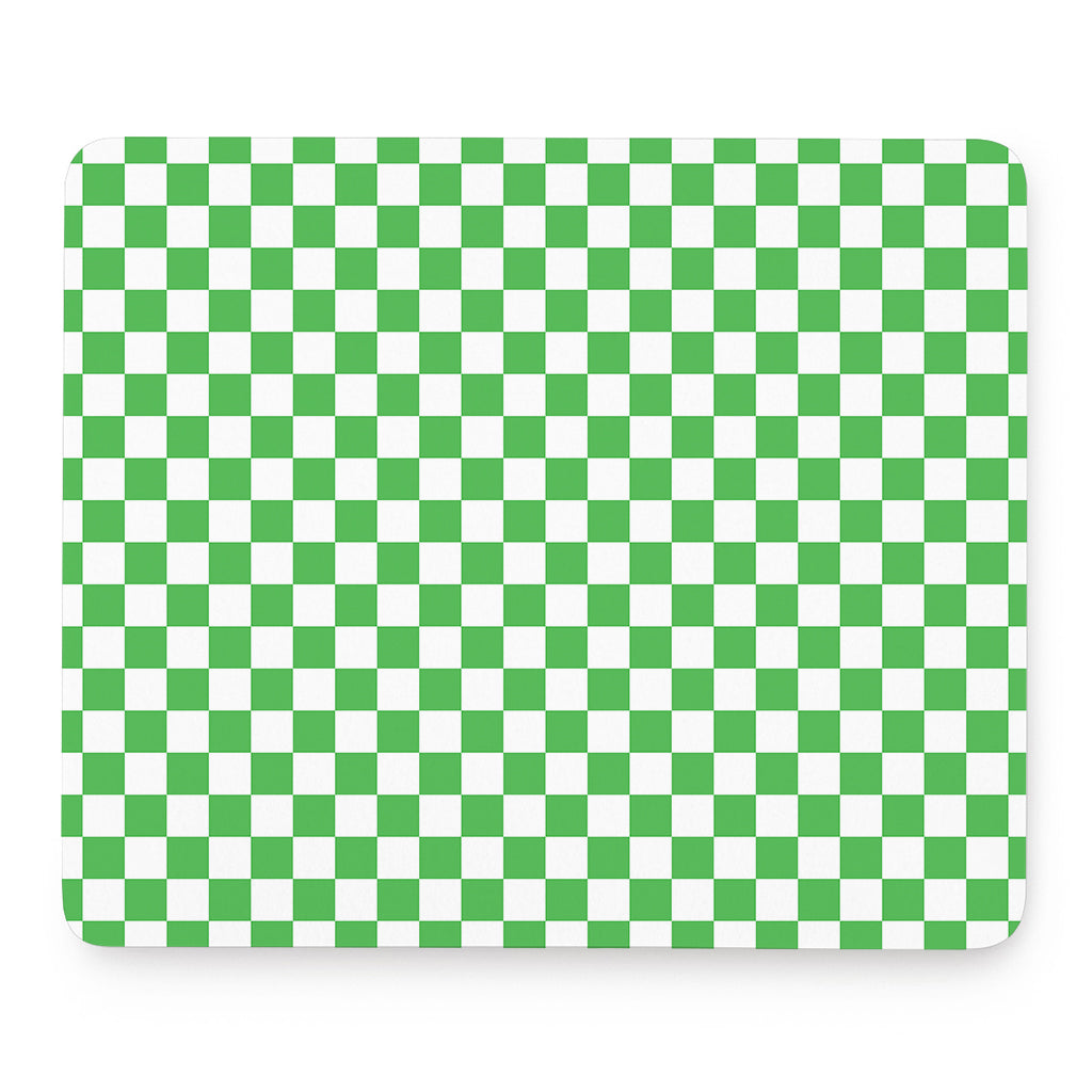 White And Green Checkered Print Mouse Pad