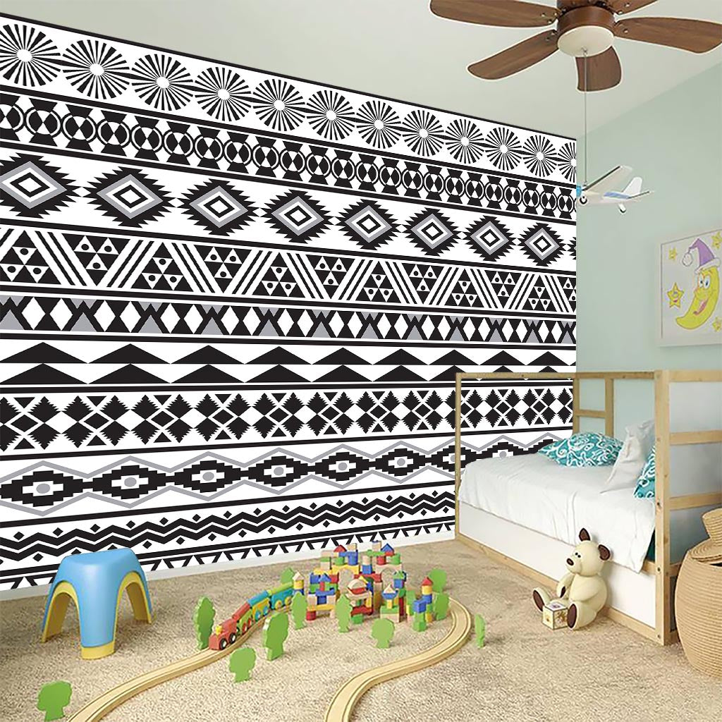 White And Grey Aztec Pattern Print Wall Sticker