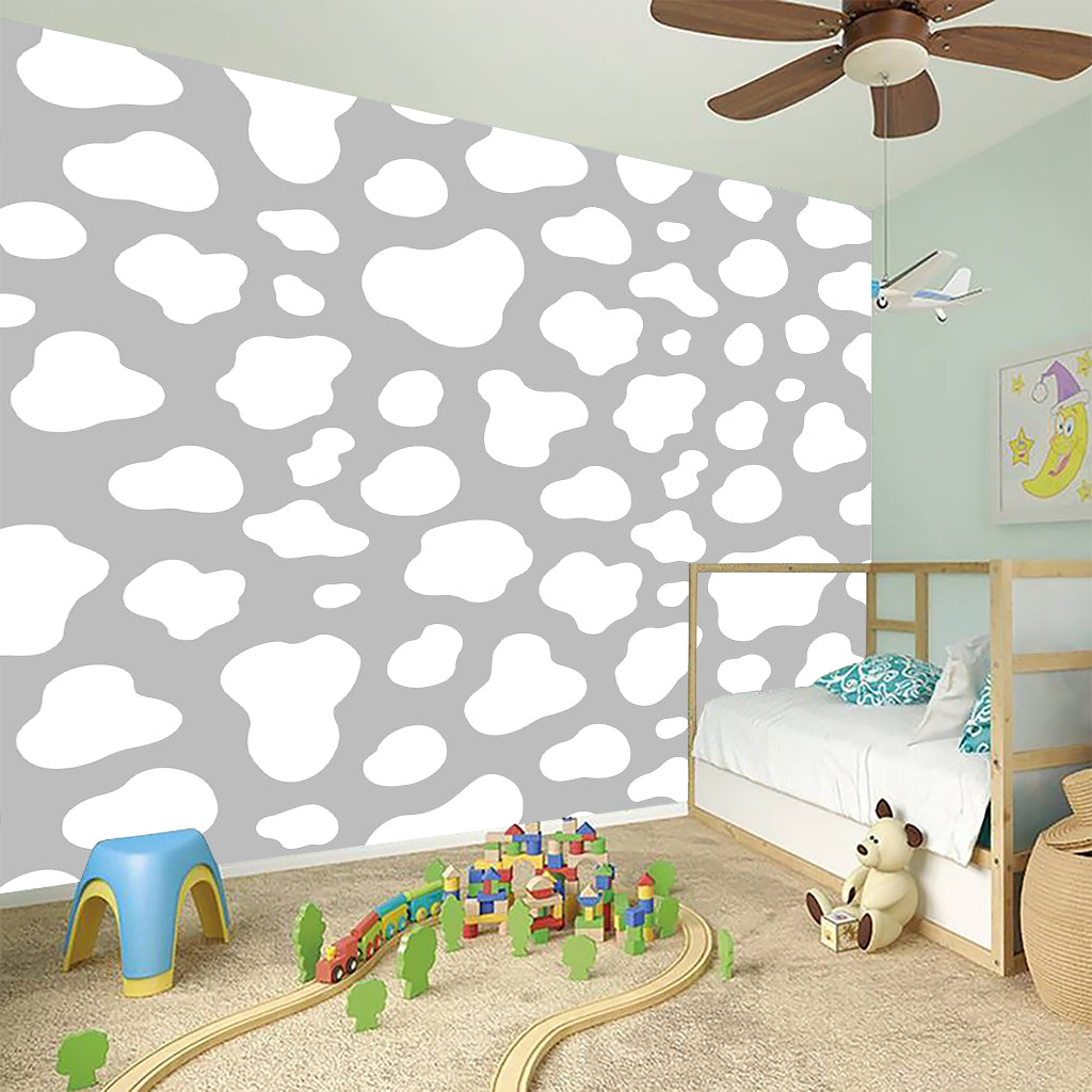 White And Grey Cow Print Wall Sticker