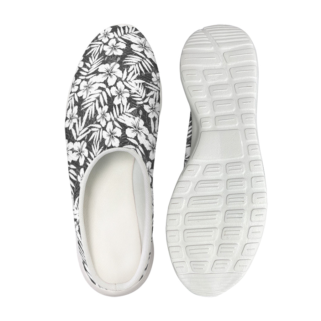 White And Grey Hawaiian Pattern Print Mesh Casual Shoes