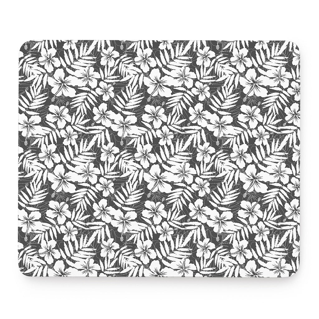 White And Grey Hawaiian Pattern Print Mouse Pad