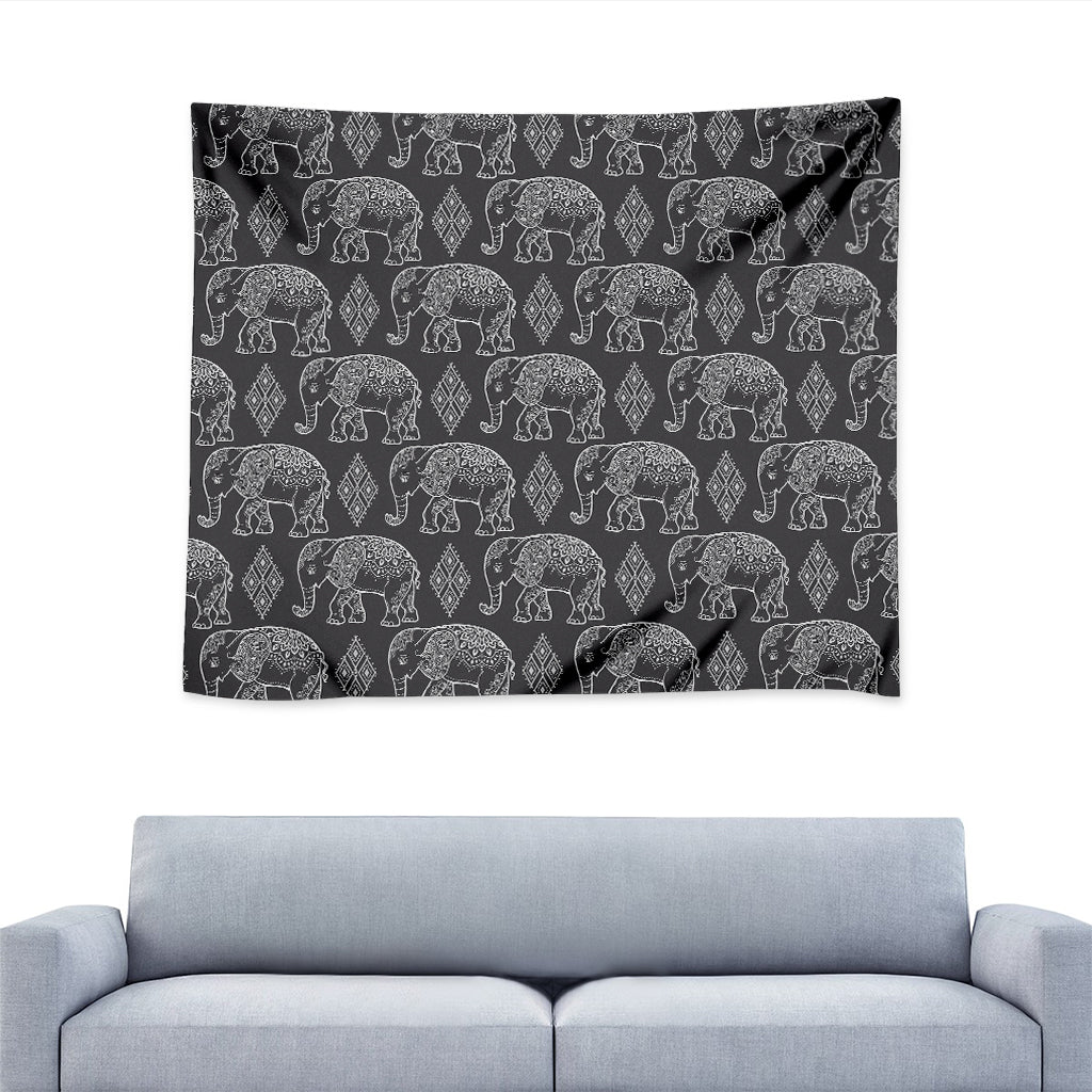 White And Grey Indian Elephant Print Tapestry