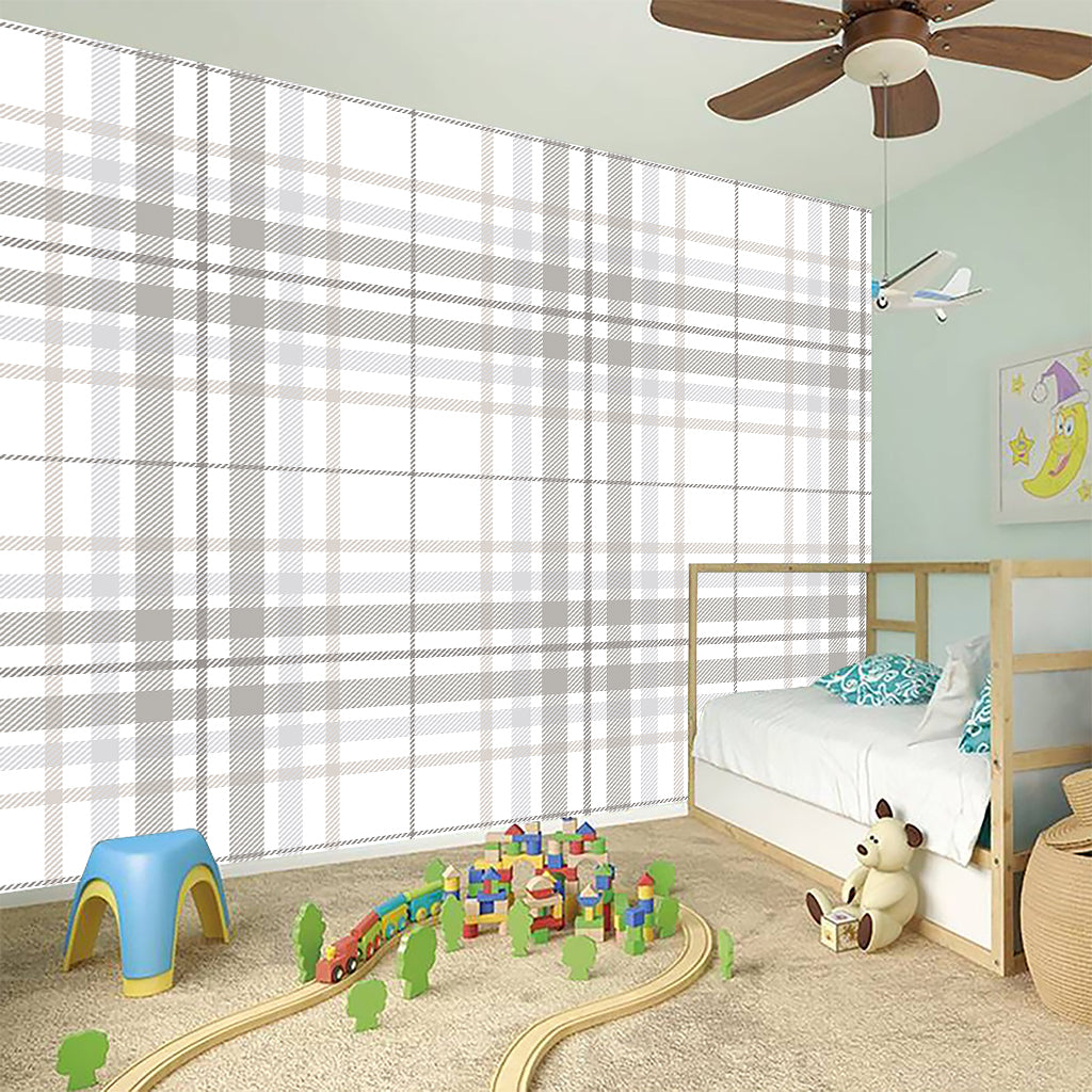 White And Grey Plaid Pattern Print Wall Sticker