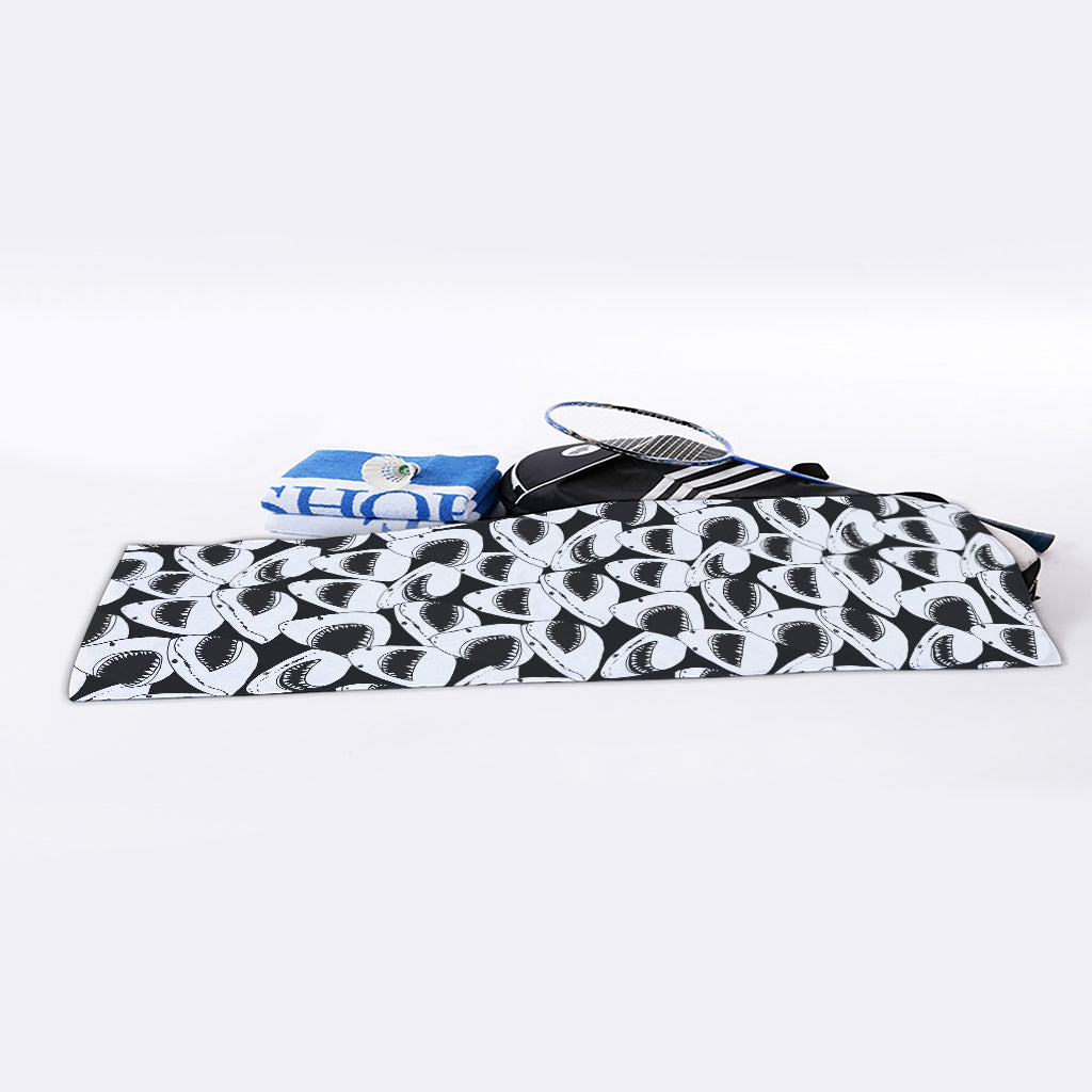 White And Grey Shark Pattern Print Sports Towel