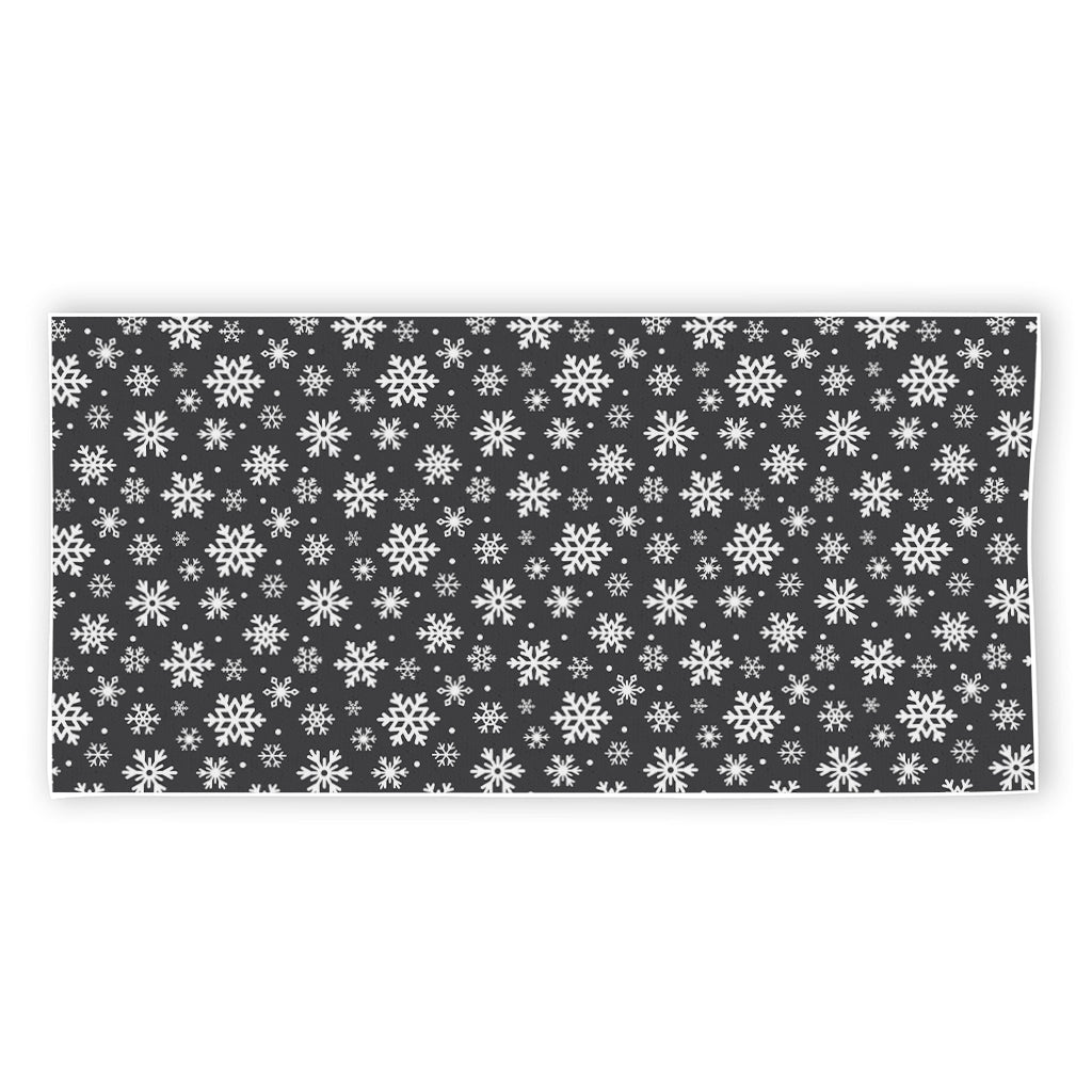 White And Grey Snowflake Pattern Print Beach Towel