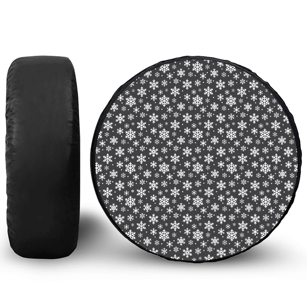 White And Grey Snowflake Pattern Print Tire Cover