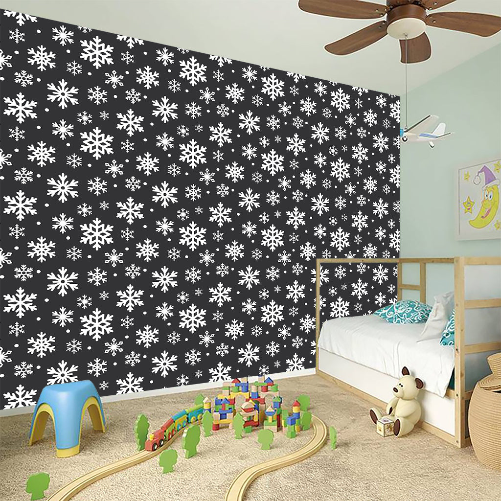 White And Grey Snowflake Pattern Print Wall Sticker
