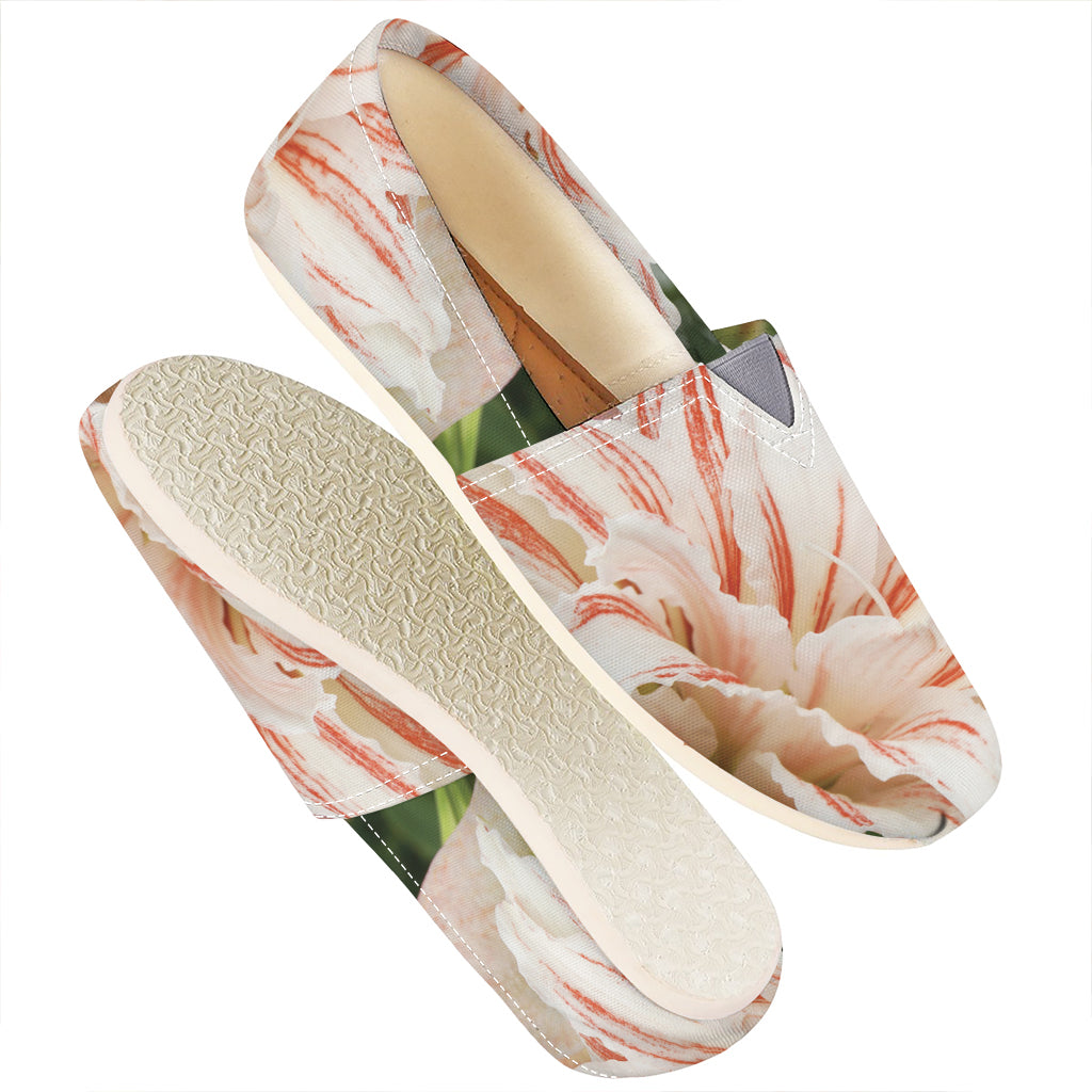 White And Pink Amaryllis Print Casual Shoes