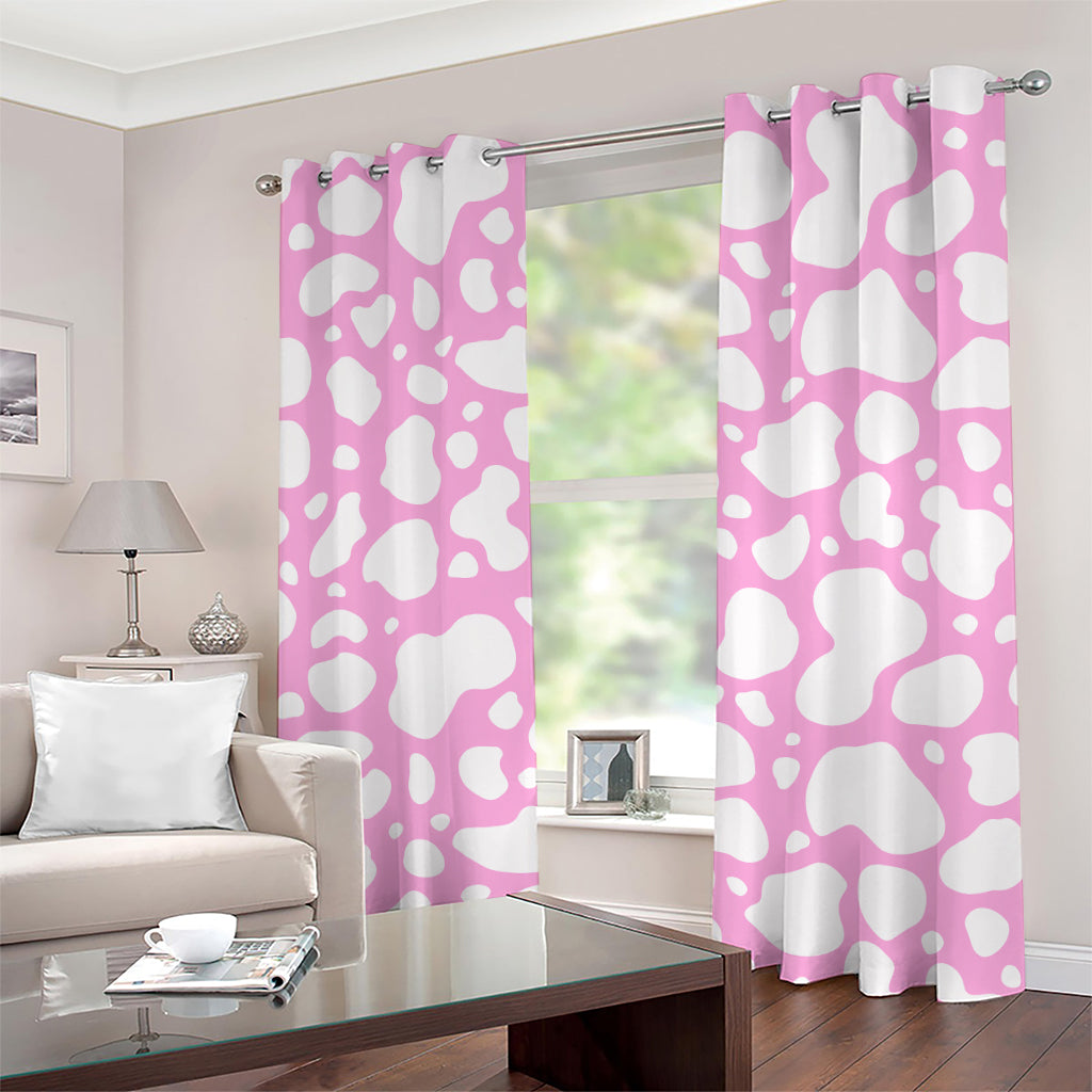 White And Pink Cow Print Grommet Curtains