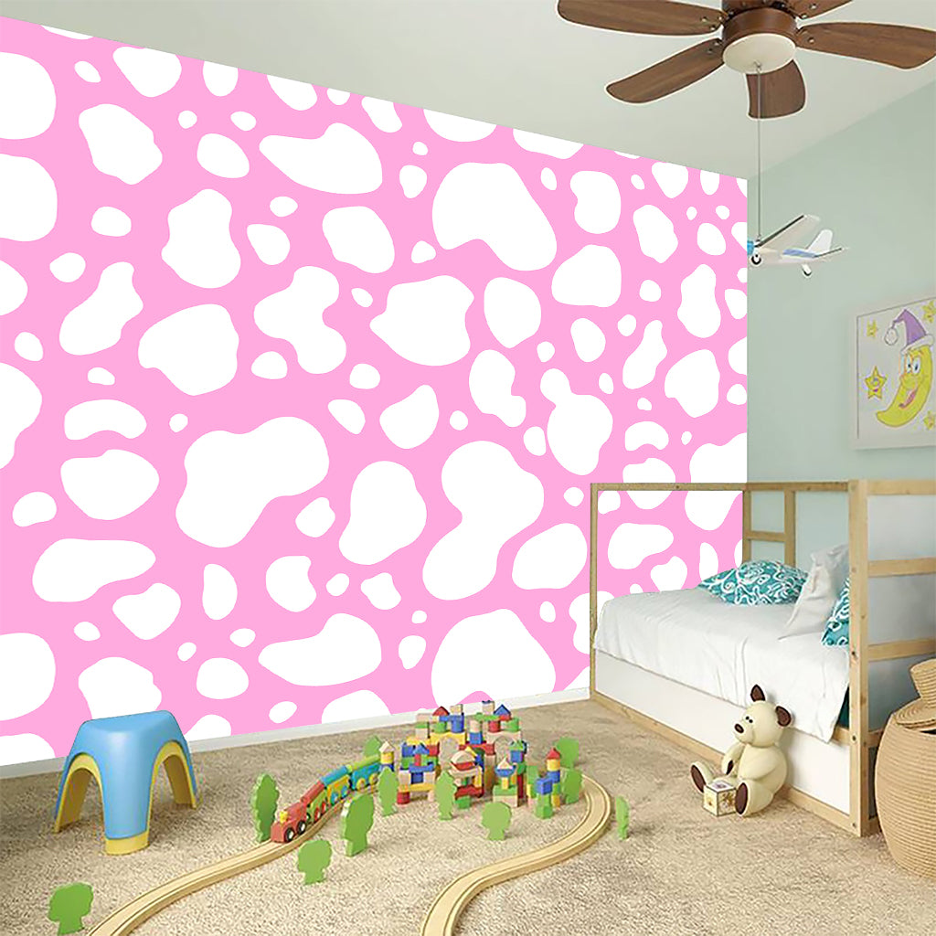 White And Pink Cow Print Wall Sticker