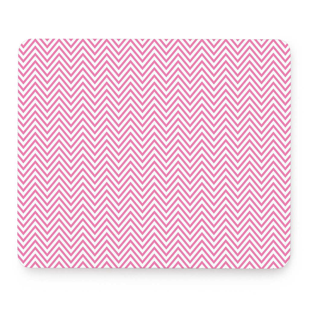 White And Pink Zigzag Pattern Print Mouse Pad