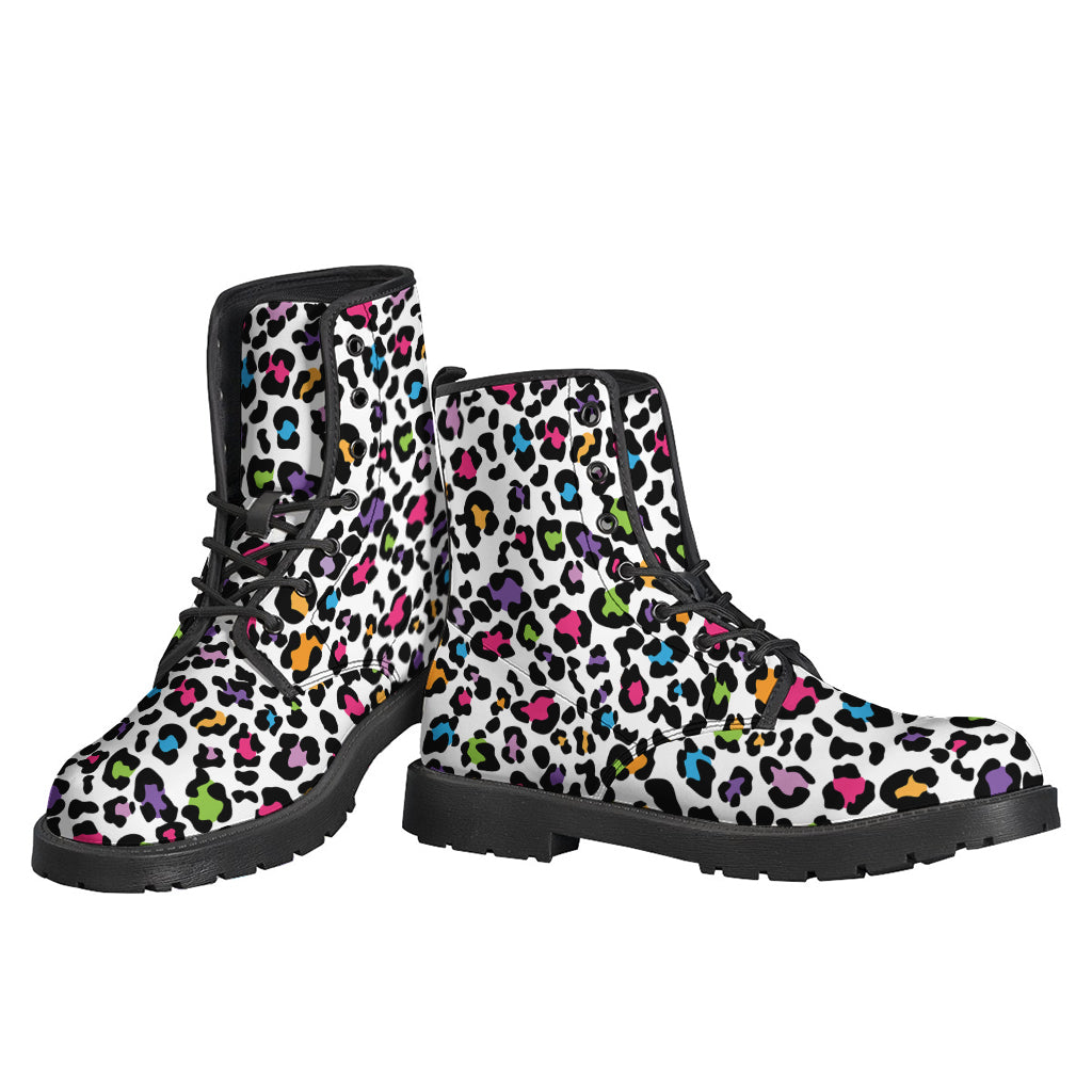 White And Rainbow Leopard Print Backpack