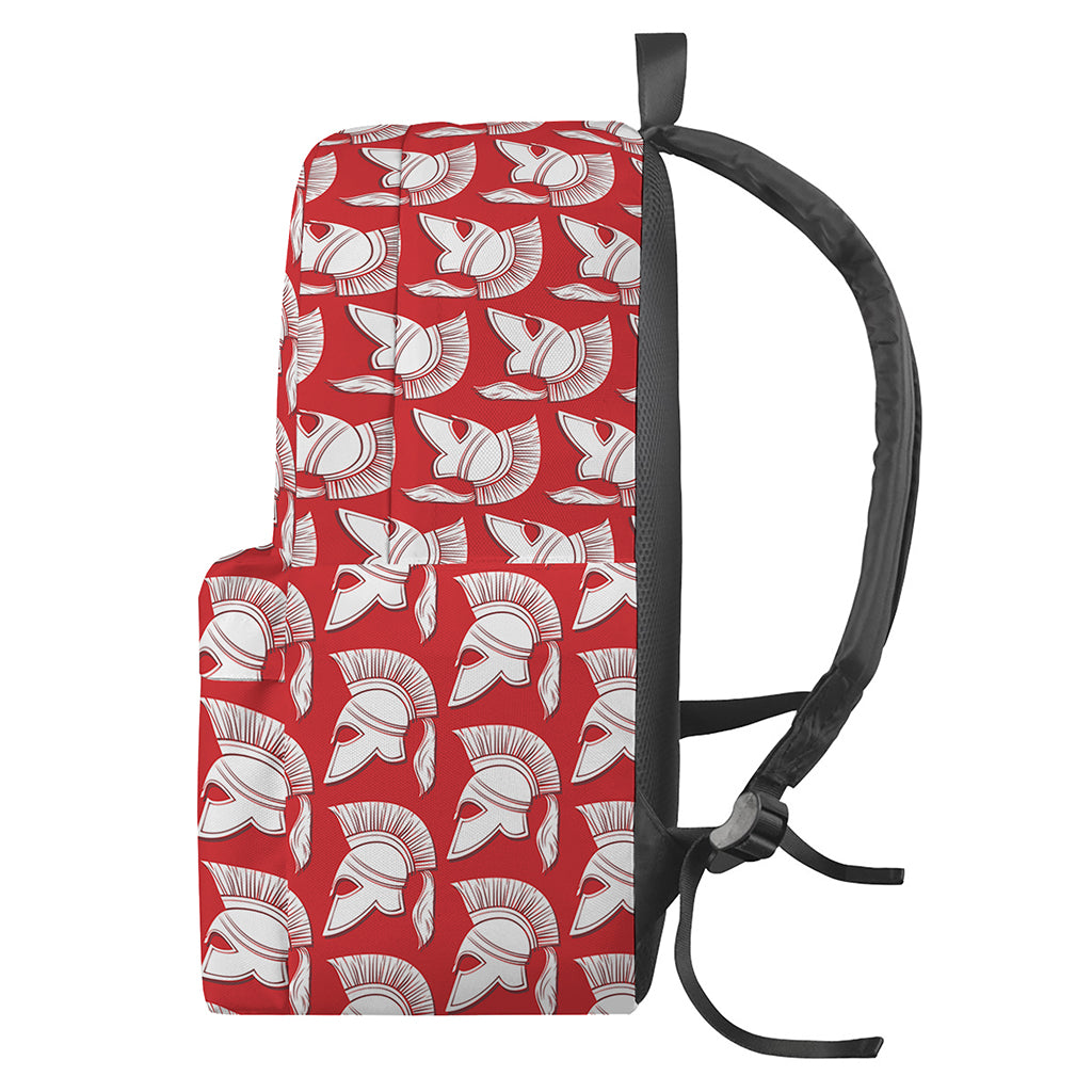White And Red Spartan Pattern Print Backpack