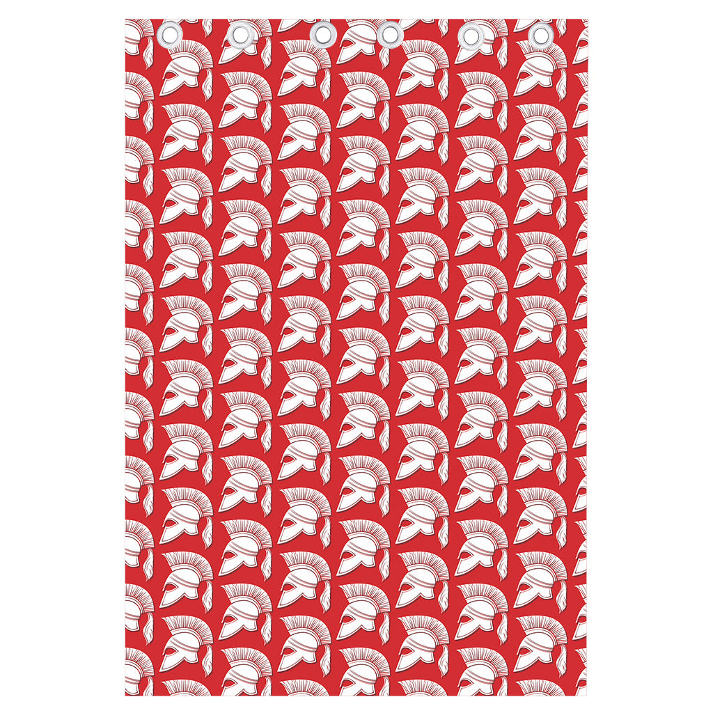 White And Red Spartan Pattern Print Curtain