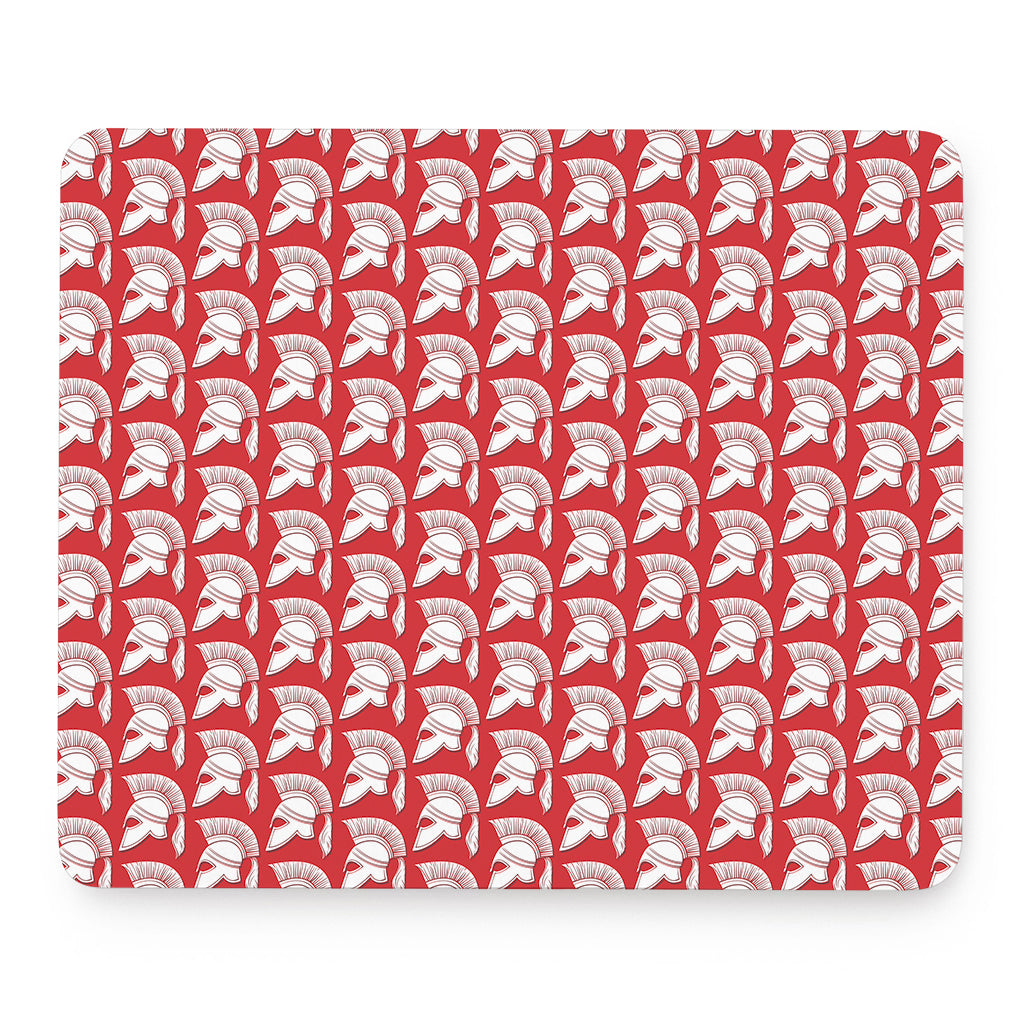 White And Red Spartan Pattern Print Mouse Pad